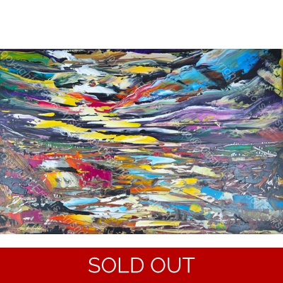 SOLD Beautiful colourful abstract lanscape 858